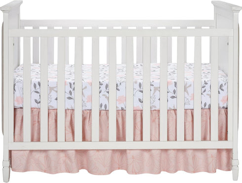 100% Lambs & Ivy Petals White/Pink/Gray Floral Cotton Fitted Crib/Toddler Sheet