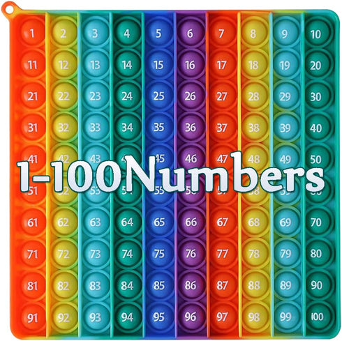 7.8in Big Size P0pp Math Toys, Rainbow Square Fidget Toy for Stress Relief and Math Manipulatives