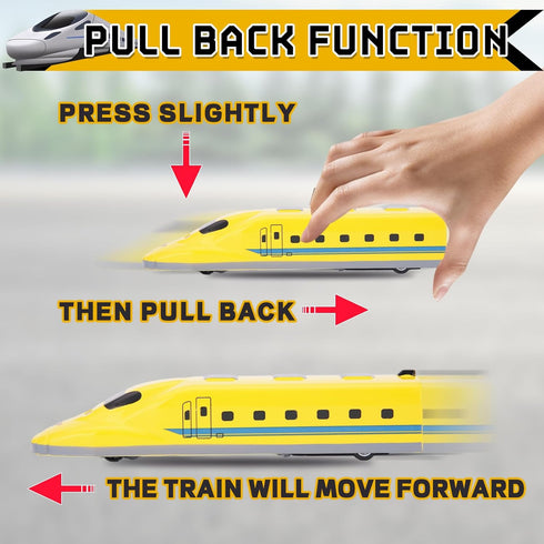 12 Crelloci Bullet Train Pull Back Toy High Speed City Train Modern Locomotives for Kids Toddle Boys - Bundle