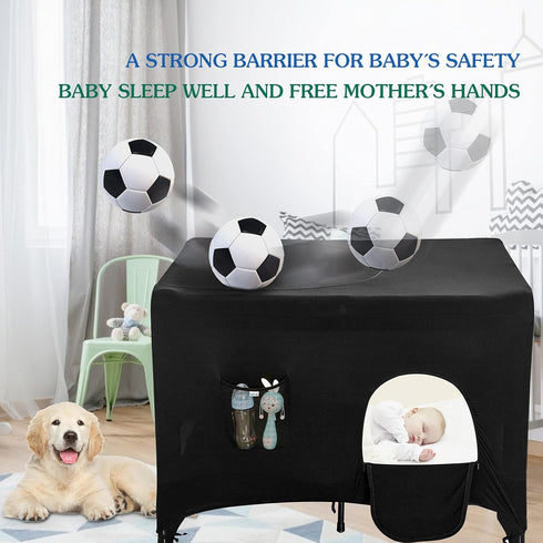 Pack Pack N Play Blackout Cover, Hiaksedt Crib Canopy Cover for and Play, Breathable Blackout Tent for Travel Crib