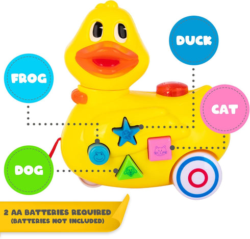 ArtCreativity Musical Duck Toy for Toddlers - Light-Up Baby Duck Toys with Sounds & Music - Pull Along Duck Toy