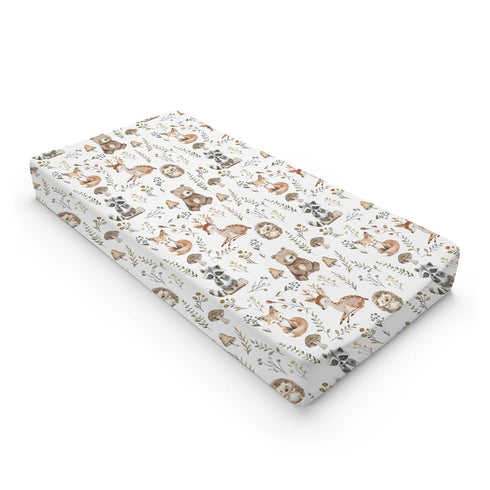 KuphiL10C Girls-16x32 Watercolor Bear Deer Hedgehog Raccoon Leaves Mushroom Pattern Baby Changing Pad Cover, Unisex