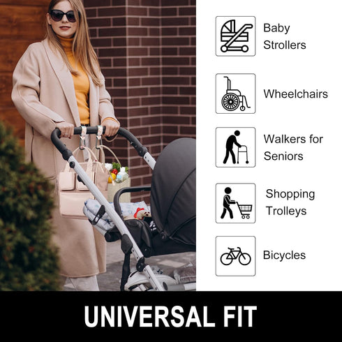 Mommy Backpack 2 Pack, Baby Stroller Hooks for Hanging Bags, Universal Stroller Clips Accessories, Hook for Diaper Bag