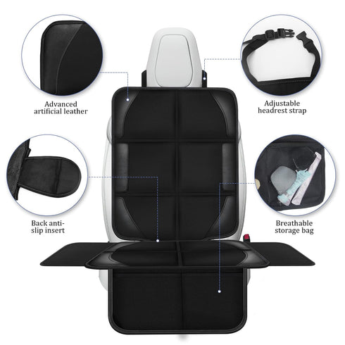 600D 2) Car Seat Protector Covers for Child Car seat mat, Waterproof Non-Slip with Storage Pockets, Cushion Protectors