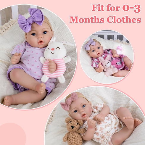 18-inch Set 3+, Aori Reborn Baby Dolls Lifelike - Real Life Newborn Girl with Ultra-Realistic Handcrafted Details