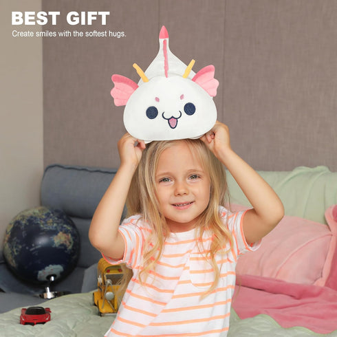 Onsoyours Chubby Dragon Stuffed Animal, Soft Huggable Plush Pillow, Kawaii Cute White Dragon Toy (10")