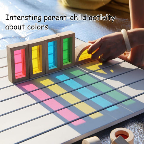 Wooden Building Blocks Set of 24pcs, Rainbow Sensory Toys for Toddlers, Preschool Stacking Toy