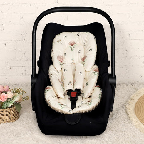 2 Infant Car Seat Insert with Strap Pads, Super Soft Carseat Head and Body Support for Baby Boys and Girls, Reversible