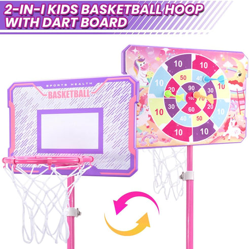 Meland Kids Basketball Hoop, Adjustable Height 3.4ft-6.2ft, Indoor Outdoor Toys for Boys 3-8