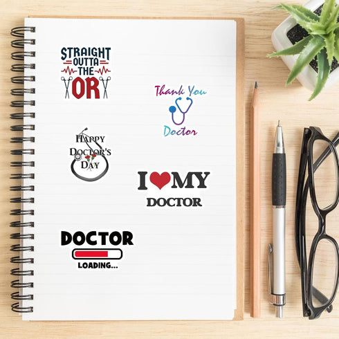 Hopetl 50PCS Professional Doctor Stickers, Medical Equipment Stickers Aesthetic Decals Vinyl Waterproof Doctor