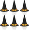 6pcs Mini Witch Hats for Crafts, Tiny Wizard Hat Felt Doll Witch Hat for Wine Bottle Decor, Halloween Decor