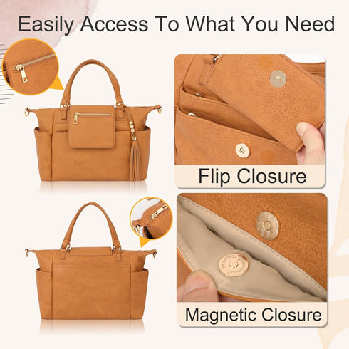 12 Strap,2 Omanmoli Small Diaper Bag,Mini Diaper Bag Tote, Leather Crossbody Diaper Clutch With Pocekts Diaper Purses