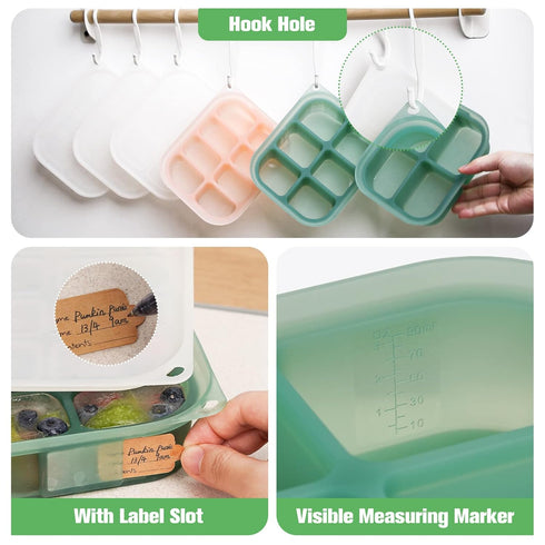 4m+ haakaa Silicone Baby Food Tray - Breastmilk Homemade Baby Food Mold - Baby Fresh Food Freezer Tray - Ice Cube Tray