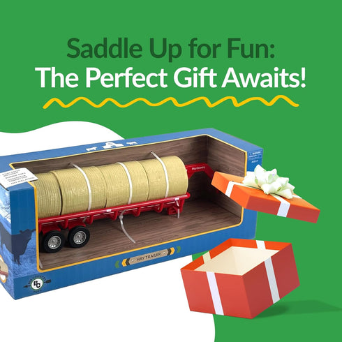 Country Big Toys Hay Trailer with Gooseneck Trailer Hitch, Fun Add-On for Farm Toys & Toy Trucks