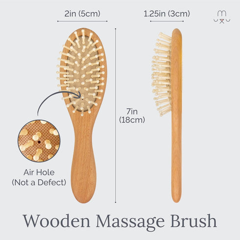 Natemia Wooden Baby Hair Brush & Comb Set, Soft Bristle for Newborns, Perfect Baby Shower Gift