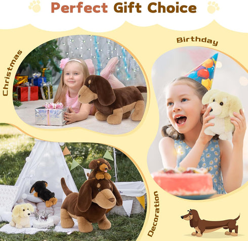 18" 4-Pack Set, Muiteiur Dog Stuffed Animals, Dachshund Stuffed Animal Cute Wiener Dog Gift for Kids, Boys, Girls