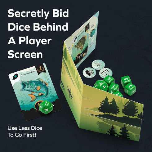 1-Minute 15 2 5 Allplay Lure Board Game for Adults or Families - Wager Dice to Roll and Catch Fish - Push Your Luck