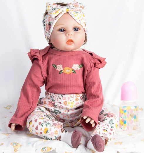 Reborn Baby Dolls Clothes 24inch Outfits Accessories 4pcs Set for 22"-24" Reborn Baby Girl Dolls