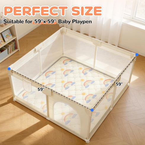 59" 59" Tummy Baby Play Mats for Floor - x Thicken & Soft Foam Playmats for Toddlers Playpen - Non-Slip Baby Activity