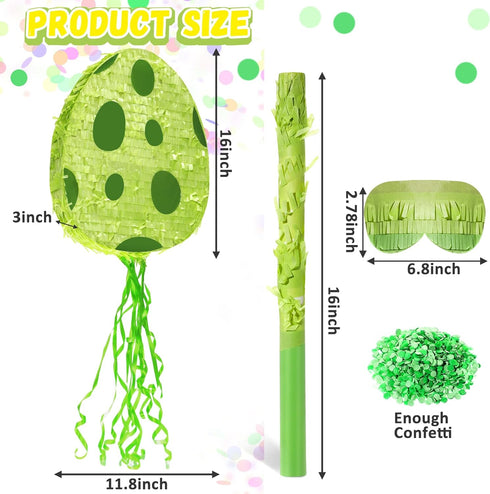 16 12 3 Lenwen Dinosaur Egg Piata x x in Pull String Easter Eggs Piata Bundle with Stick Blindfold Confetti