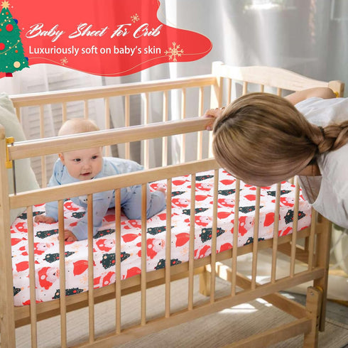 Cozy Boy,52x28 inches Christmas Crib Sheet,Baby Sheets Fitted Crib Sheet Breathable Fits Standard Size Crib for Toddler