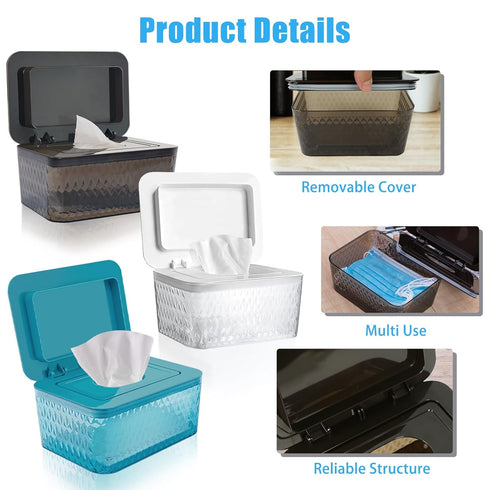 2 Pack Wet Baby Wipes Dispenser - Large Capacity Wipe Holder Seal-Designed Dust-Proof Wet Wipes Container Keep Diaper
