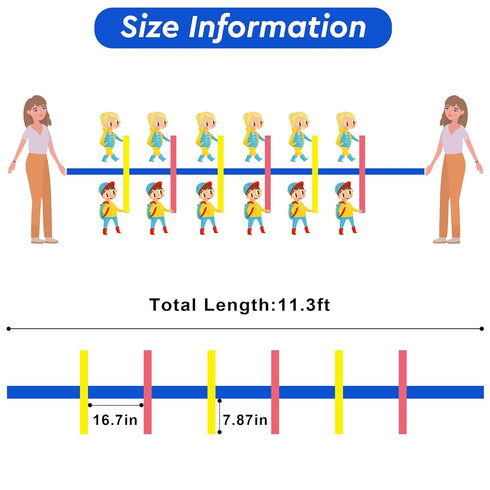 Children Safety Walking Rope with 12 Handles for Daycare, Preschool, and Outdoor Activities - Adjustable & Safe