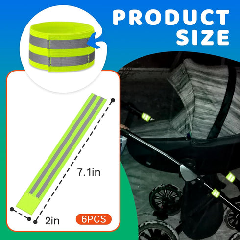 HAVANSIDY 6-Pack of Reflective Bands for Strollers, High Visibility Elastic Reflectors with Velcro Fastening