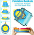 Set Collapsible Beach Toys for Kids Toddlers, Collapsible Sand Buckets Shovels with Mesh Bags and Sand Molds, Foldable