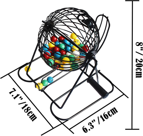 Set 8" Bag,100 Cards,1000 Chips,75 Yuanhe Complete Bingo Game - Includes Metal Round Cage with Big Storage Bingo