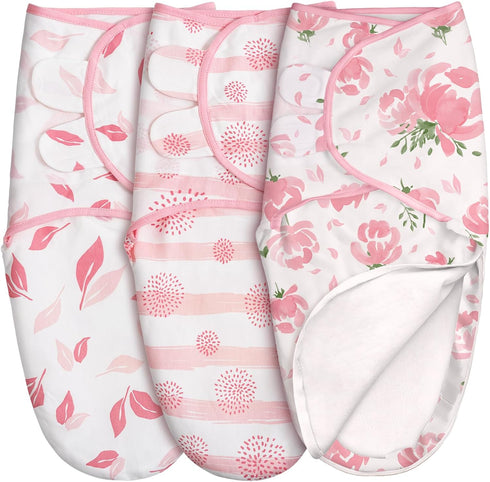 GLLQUEN BABY Baby Swaddle Sleep Sacks with Zipper - 3-Pack Newborn Swaddling