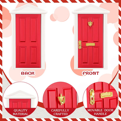 Red Tooth Fairy Door Kit With Accessories - Mini Wooden Festive Set for DIY Craft Activities and Learning Decoration