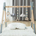 5 Wooden Baby Play Gym Foldable Gym Frame Activity Gym Hanging Bar with Toys Natural for Newborn Baby (Foldable Grey)