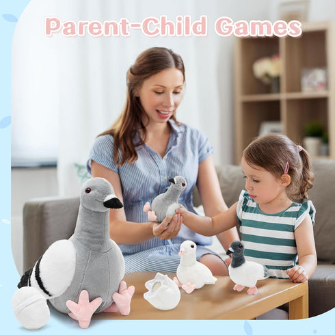 Set, Tezituor Easter Pigeon Stuffed Animal Cuddly Realistic Pigeon Plush Toy,Soft Dove Life-Like Bird Animal Plushie