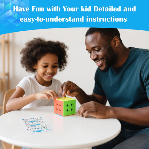 nabreeli 3x3 6-12, Speed Cube Stickerless with Stand & Tutorial: Problem-Solving Brain Teaser, Easy Turning Sensory