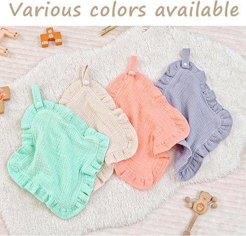 Loveys for Babies, 2 Pack Organic Cotton Muslin with Snap Closure, Newborn Baby Lovey Security Blankets