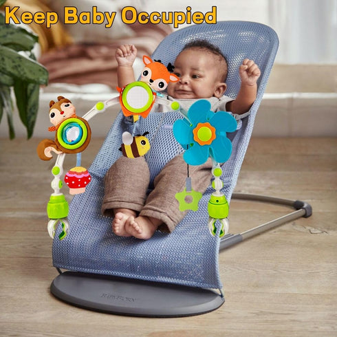 BATOHO Baby Stroller Arch Mobile, Adjustable Musical Cirb Mobile Toys with Universal Clamps, Versatile Activity Toy Bar