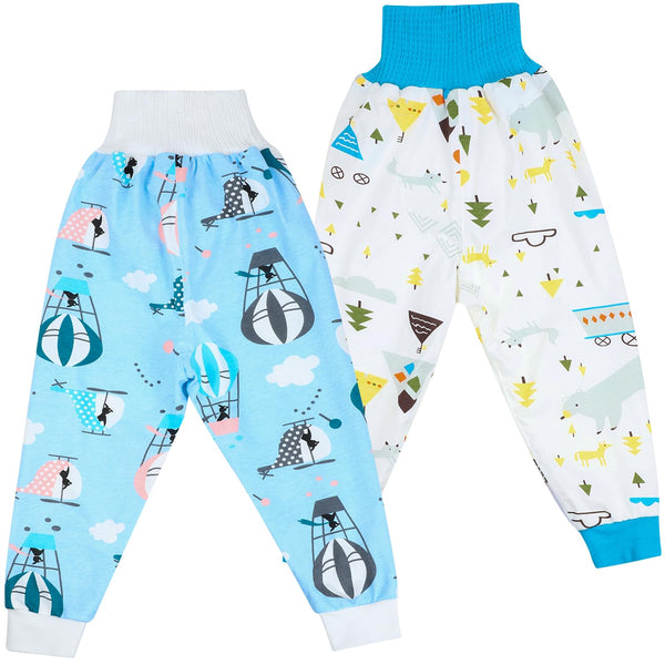 MooMoo Baby Waterproof Diaper Pants for Potty Training 2 Packs Nighttime Diaper