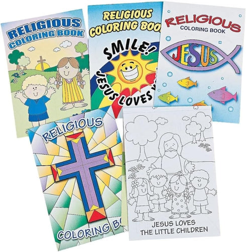 Fun Express Bible Coloring Book for Kids Set of 72 - Christian