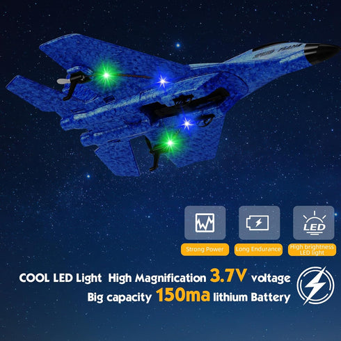 Kimmol 2CH 2.4Ghz RC Plane, Remote Control Airplane Toy - RC Plane Remote Control Planes Rc Aircraft with Lights