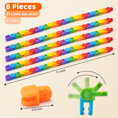 Aubrogo 30pcs Rainbow Party Favors , Bulk Wacky Track Fidgets Toys Snap and Click ,Goodie Bag ,Prizes,Back to School