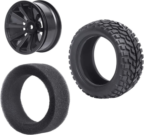 12mm Hex Wheels and Tires with Foam Inserts for 1/10 RC Touring Car, 1/18 Latrax Teton, 1/16 Traxxas Slash, Set of 4