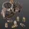Metal Polyhedral Bullet Dice Set of 7 with Spinning Revolver Cylinder Container - DND Steampunk Style Dice