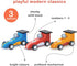 Pullback Racers - Wooden Vibrant Racing Car Trio with Pull-Back for Imaginative Play, Age 3+