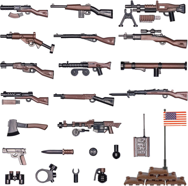 Weapons Pack Military Accessories, U.S Field Force Weapons Toy Set, Compatible with Major Brand, 3 Years Old+