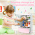Set 3+, Refrigerator Toy Fridge with Ice Dispenser, Kids Pretend Play Kitchen Accessories with Toy Food Drink Bottles