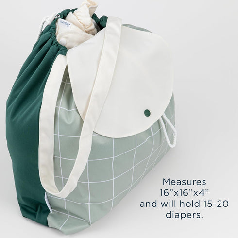 Esembly Day Bag Reusable Wet and Dry Bag Made From Recycled Fabric With Dual Waterproof Compartments for Cloth Diapers