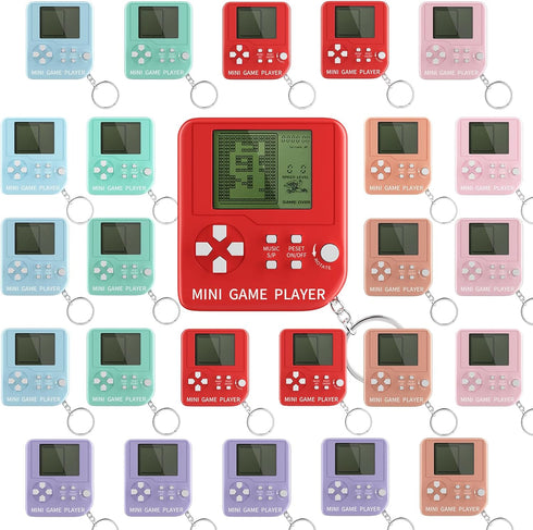 24PCS Video Game Party Favors, Video Game Keychain, 6 Colors, Bulk Party Supplies for Kids