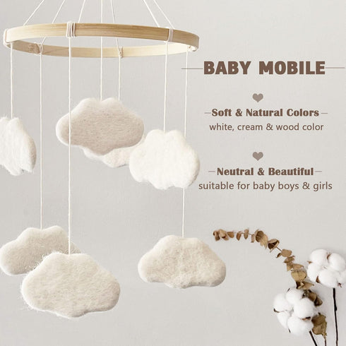 Pack Baby Mobile for Crib - Boho Crib Mobile - Felt Cloud Mobile - Gender Neutral Baby Mobile - Boho Nursery Decor