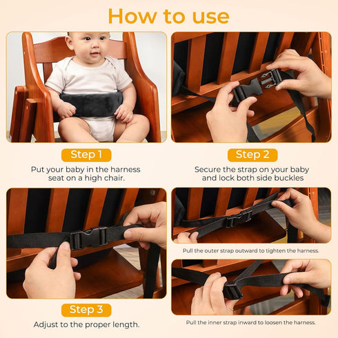 Universal High Chair Safety Straps for Infants & Toddlers - Black